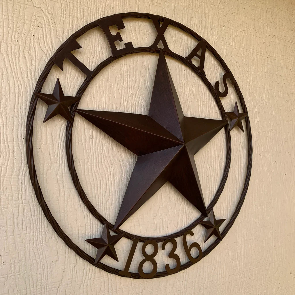 TEXAS 1836 RUSTIC BRONZE BARN STAR METAL WALL WESTERN HOME DECOR HANDMADE #EH10073