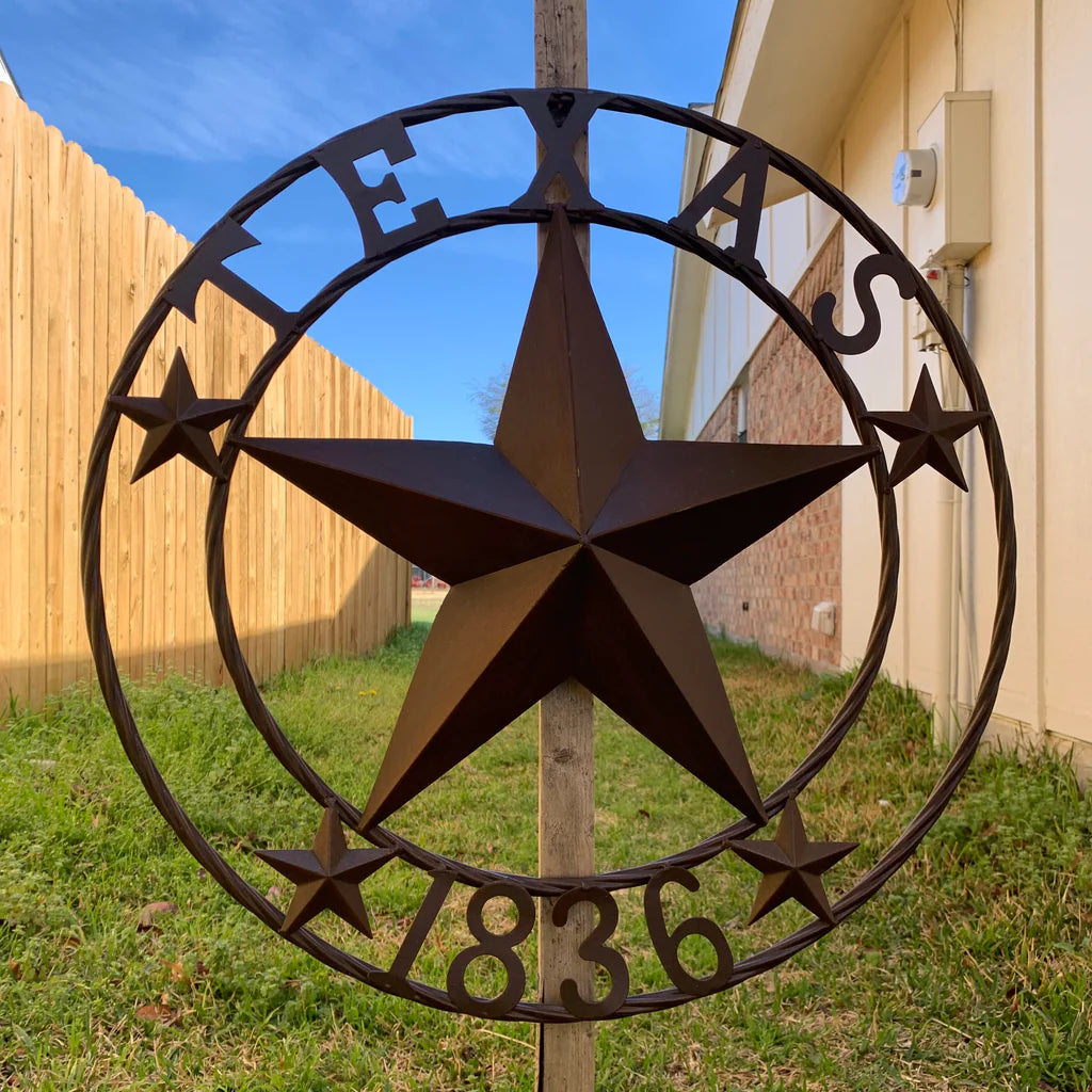TEXAS 1836 RUSTIC BRONZE BARN STAR METAL WALL WESTERN HOME DECOR HANDMADE #EH10073