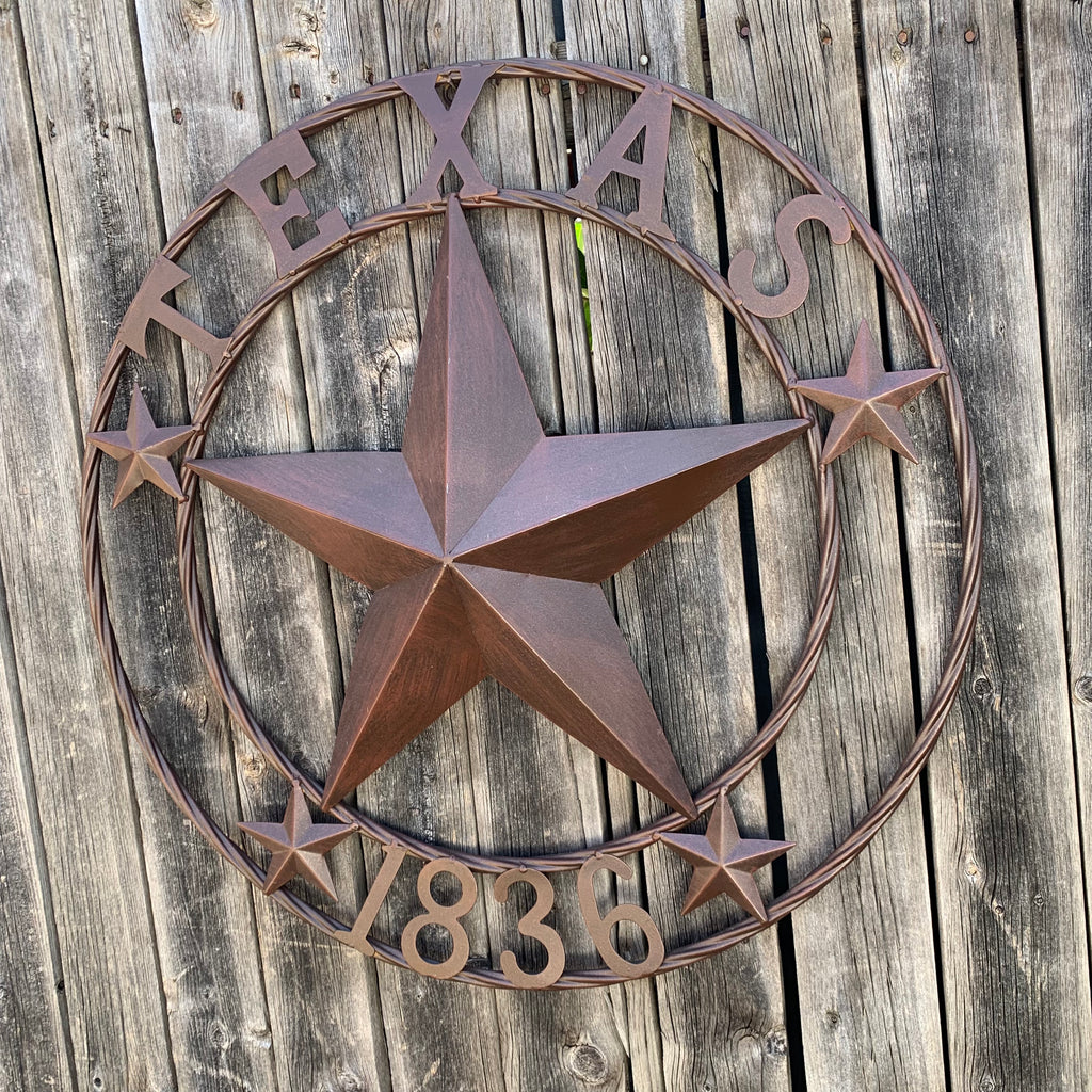 TEXAS 1836 RUSTIC BRONZE BARN STAR METAL WALL WESTERN HOME DECOR HANDMADE #EH10073