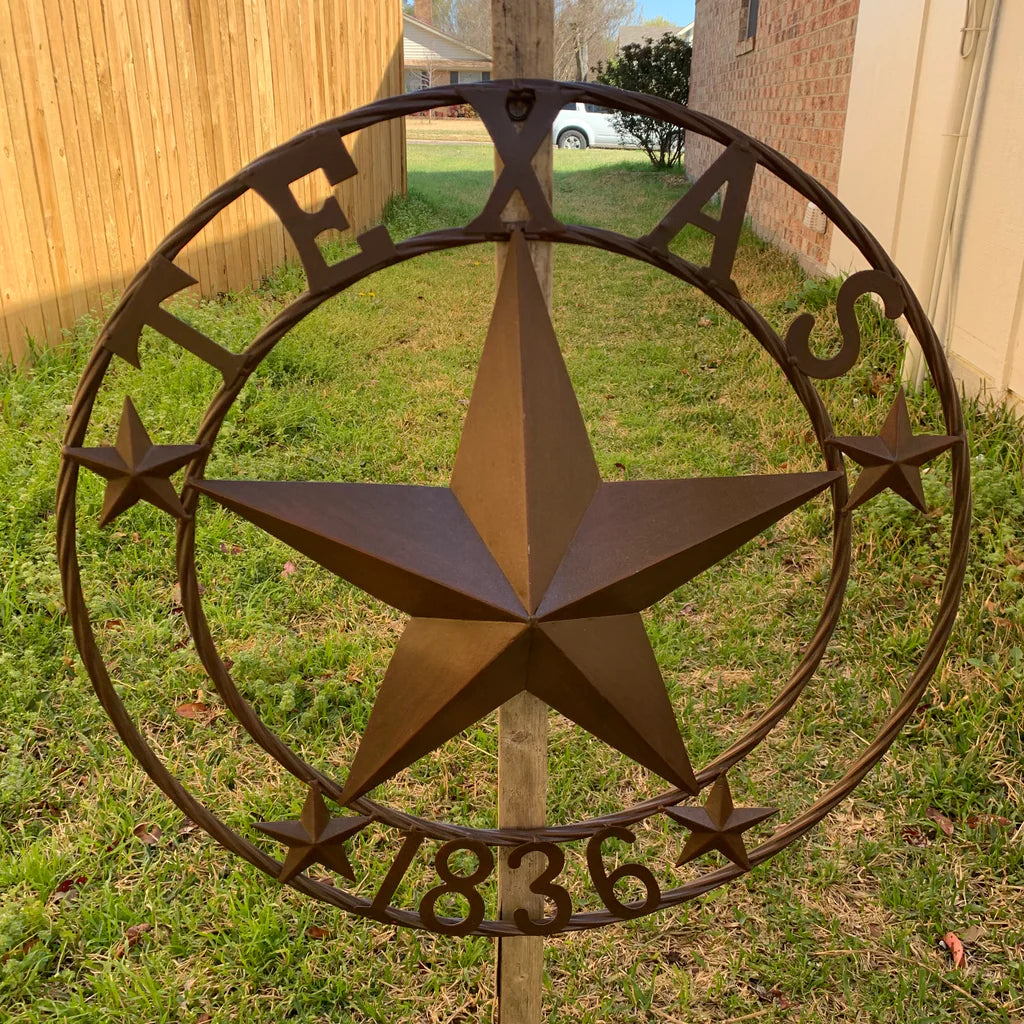 TEXAS 1836 RUSTIC BRONZE BARN STAR METAL WALL WESTERN HOME DECOR HANDMADE #EH10073