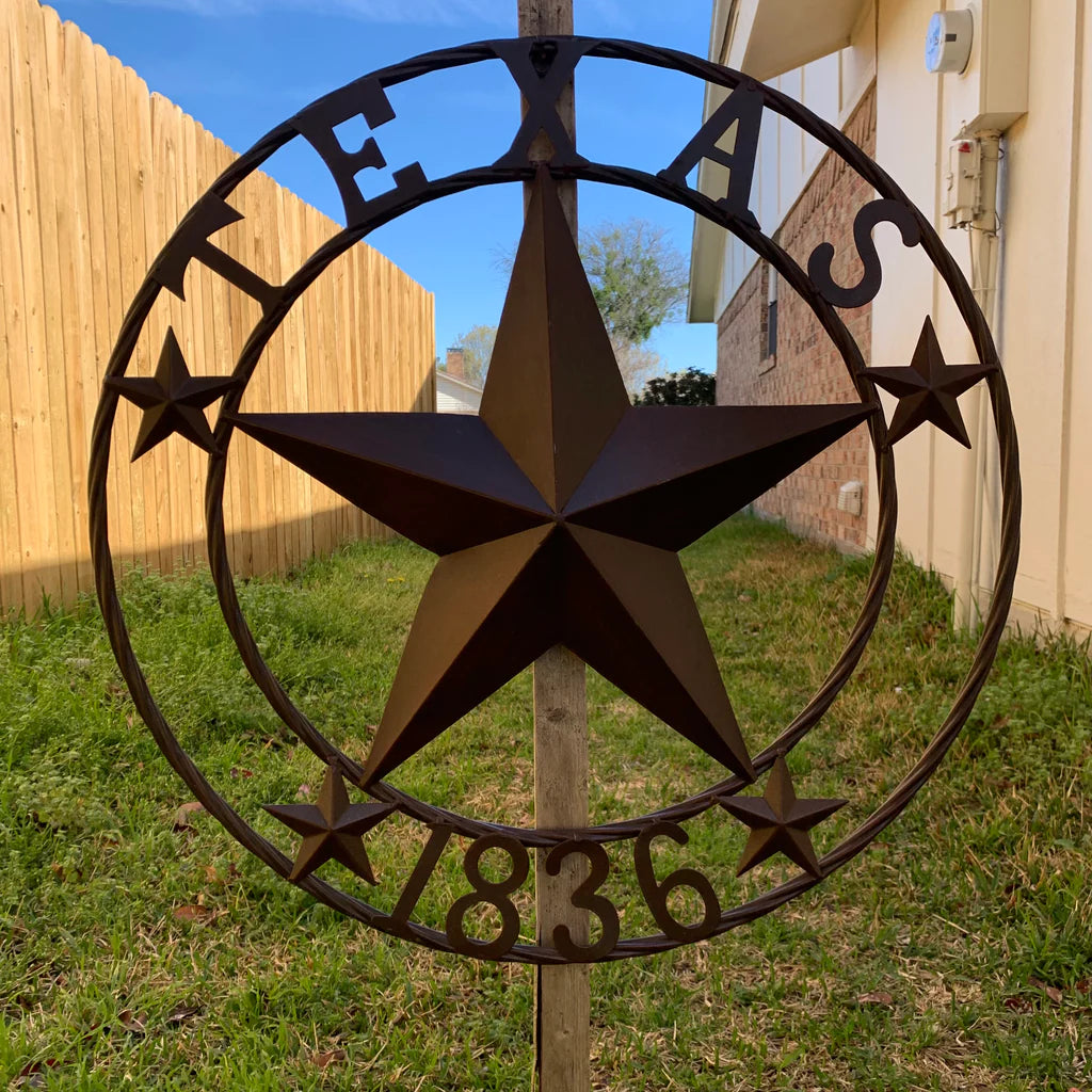 TEXAS 1836 RUSTIC BRONZE BARN STAR METAL WALL WESTERN HOME DECOR HANDMADE #EH10073
