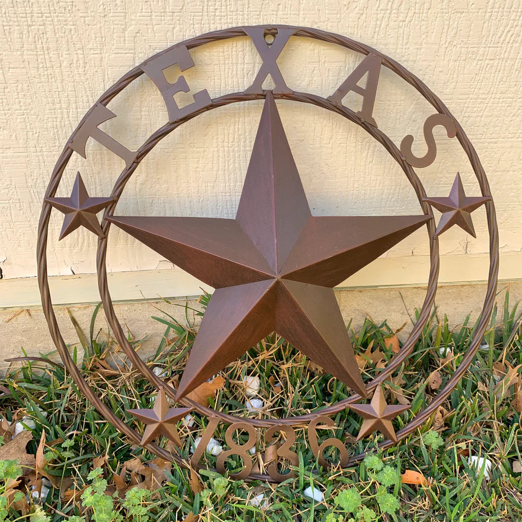 TEXAS 1836 RUSTIC BRONZE BARN STAR METAL WALL WESTERN HOME DECOR HANDMADE #EH10073