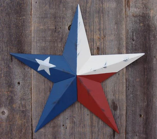 #EH10412 RUSTIC BARN STAR 72",96",120" DISTRESSED METAL WALL ART MULTI COLOR WESTERN HOME DECOR HANDMADE