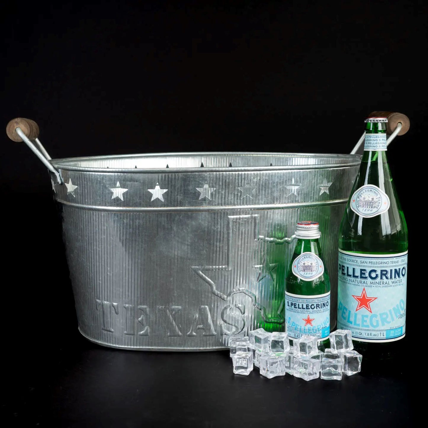 24" TEXAS BUCKET SILVER METAL OVAL TUB BEVERAGE HOLDER WESTERN HOME DECOR HANDMADE NEW #EH12495