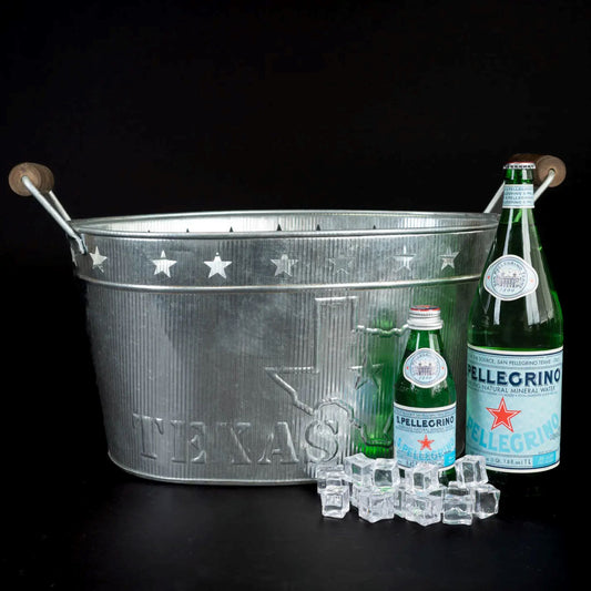 24" TEXAS BUCKET SILVER METAL OVAL TUB BEVERAGE HOLDER WESTERN HOME DECOR HANDMADE NEW #EH12495