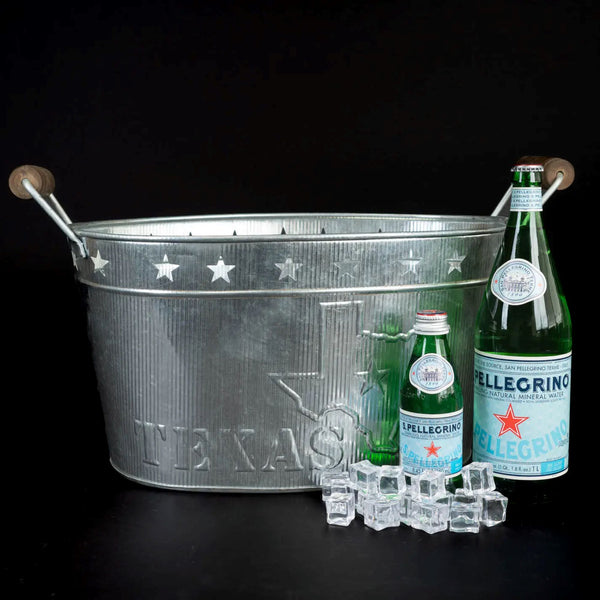 24" TEXAS BUCKET SILVER METAL OVAL TUB BEVERAGE HOLDER WESTERN HOME DECOR HANDMADE NEW #EH12495