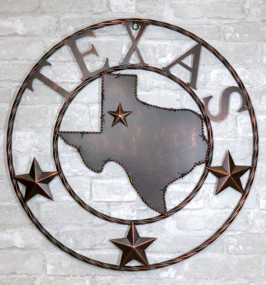 TEXAS HOME STATE OF TEXAS MAP METAL SIGN TWIST RING RUSTIC BRONZE WESTERN HOME DECOR HANDMADE #EH11618