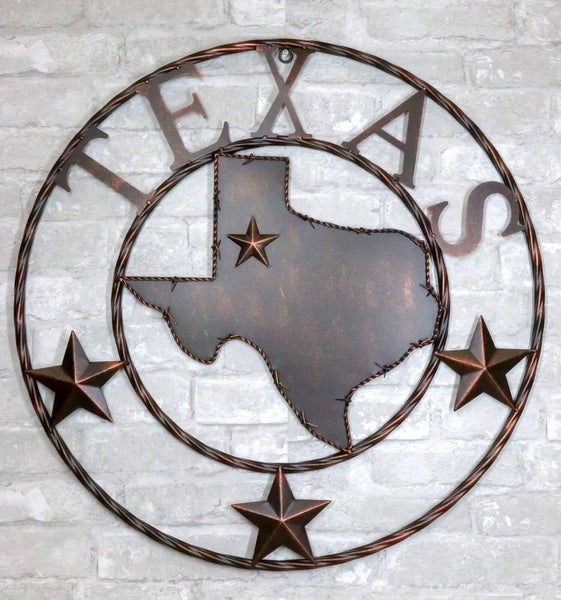 TEXAS HOME STATE OF TEXAS MAP METAL SIGN TWIST RING RUSTIC BRONZE WESTERN HOME DECOR HANDMADE #EH11618