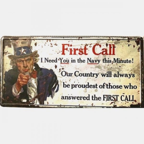 FIRST CALL LICENSE PLATE SOUVENIR METAL SIGN 6" X 12" CAR PLATE WESTERN HOME DECOR #EH11734