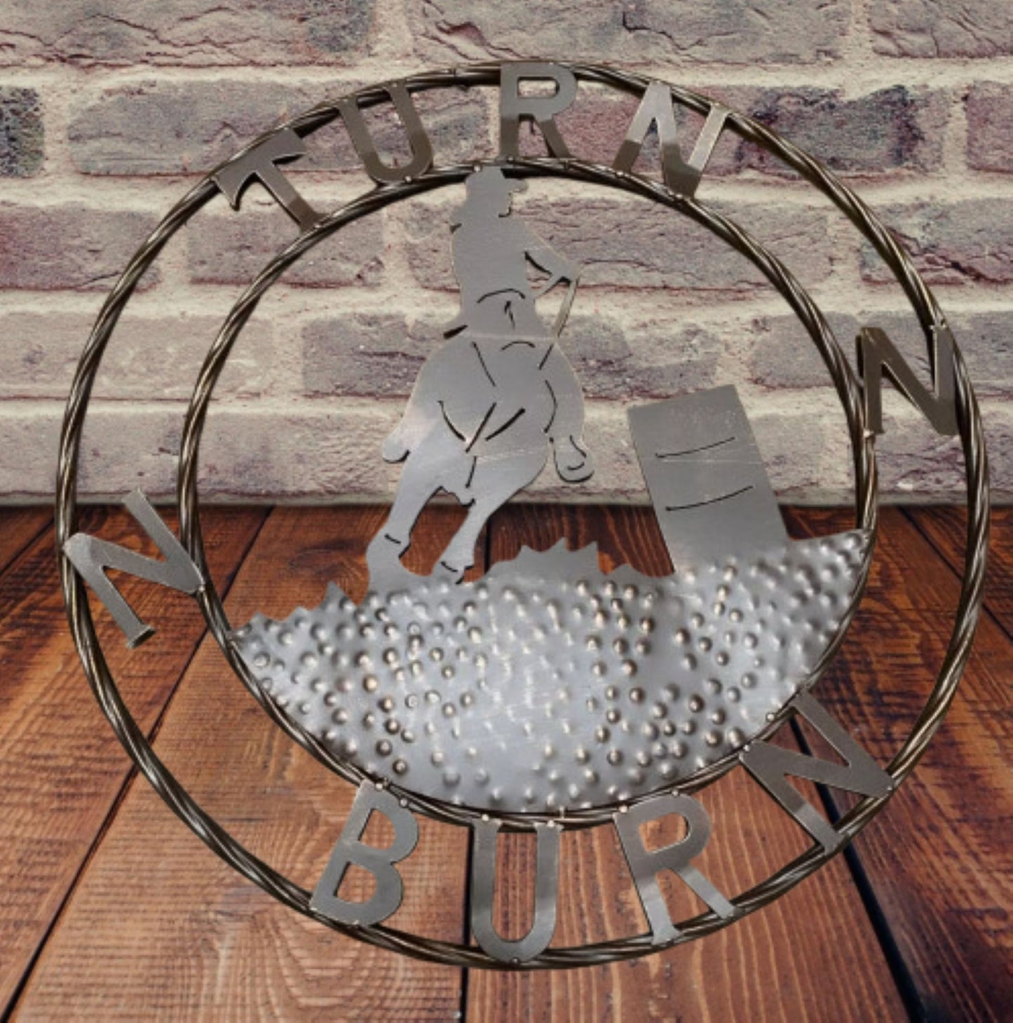 24" TURN N BURN COWBOY SIGN METAL WALL ART WESTERN HOME DECOR HANDMADE NEW #EH12973