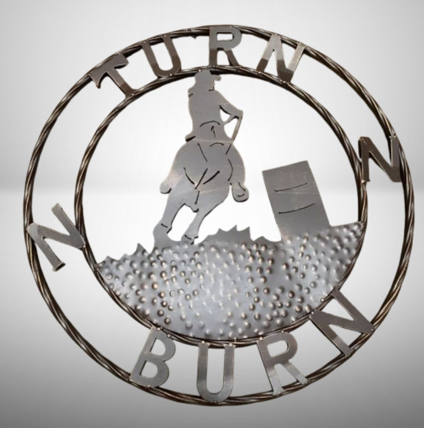 24" TURN N BURN COWBOY SIGN METAL WALL ART WESTERN HOME DECOR HANDMADE NEW #EH12973