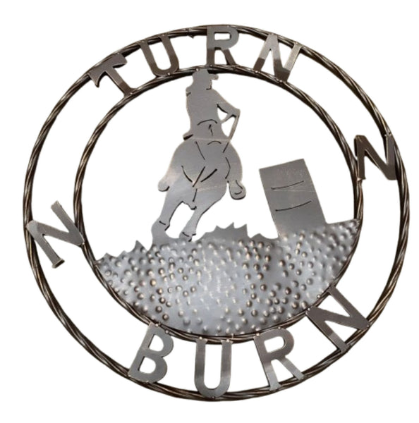 24" TURN N BURN COWBOY SIGN METAL WALL ART WESTERN HOME DECOR HANDMADE NEW #EH12973
