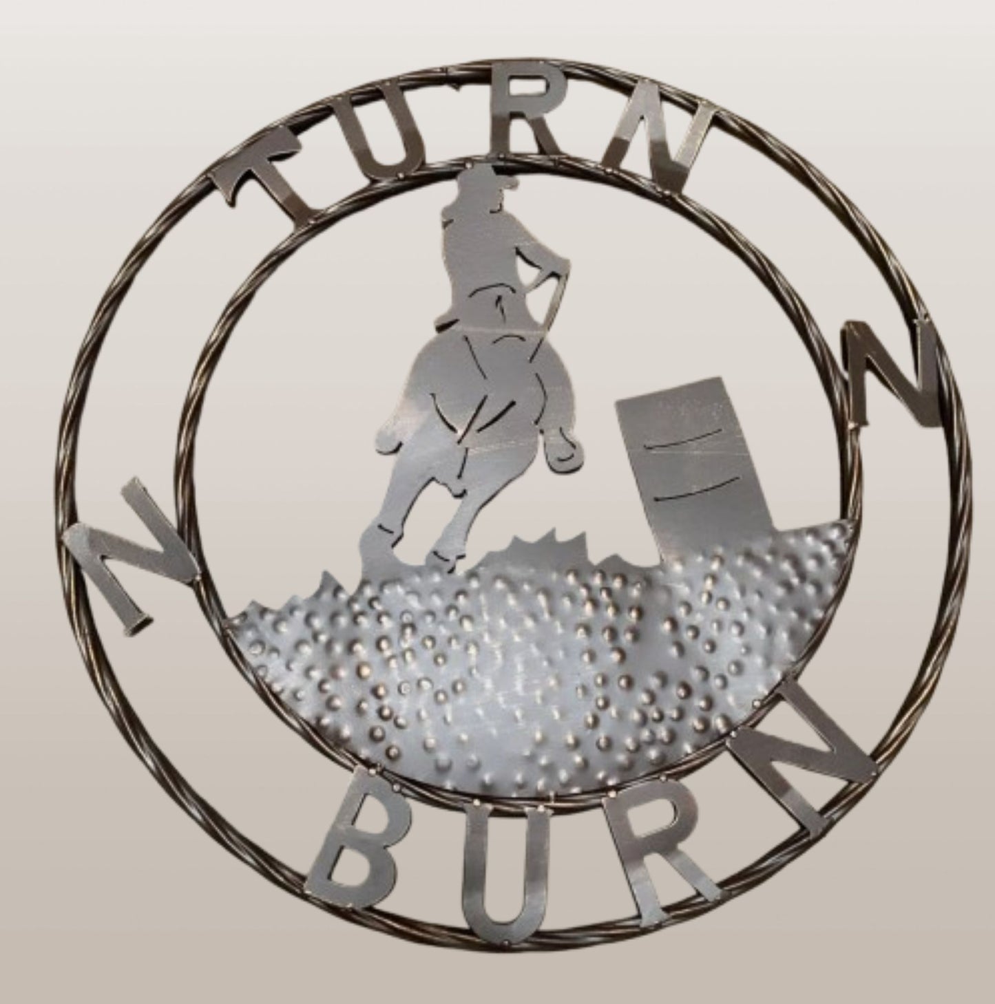 24" TURN N BURN COWBOY SIGN METAL WALL ART WESTERN HOME DECOR HANDMADE NEW #EH12973