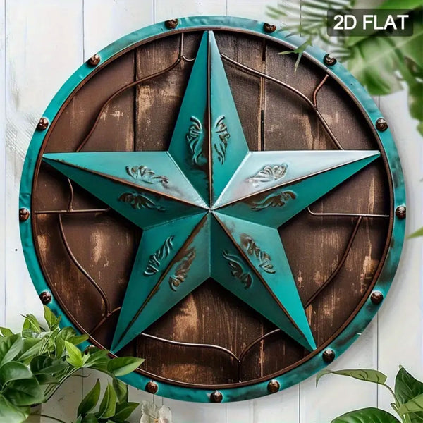 8" RUSTIC TURQOISE 2D STAR SIGN FLAT METAL LASERCUT ART WESTERN HOME DECOR HANDMADE NEW #EH12763