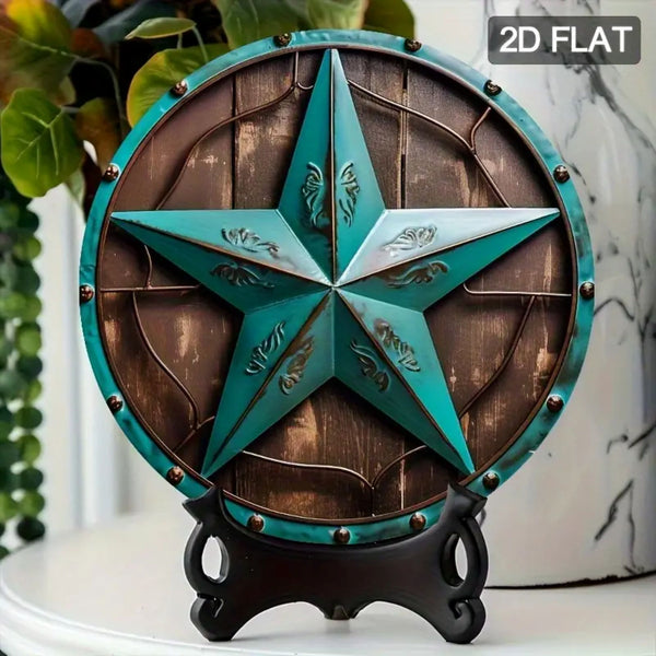 8" RUSTIC TURQOISE 2D STAR SIGN FLAT METAL LASERCUT ART WESTERN HOME DECOR HANDMADE NEW #EH12763
