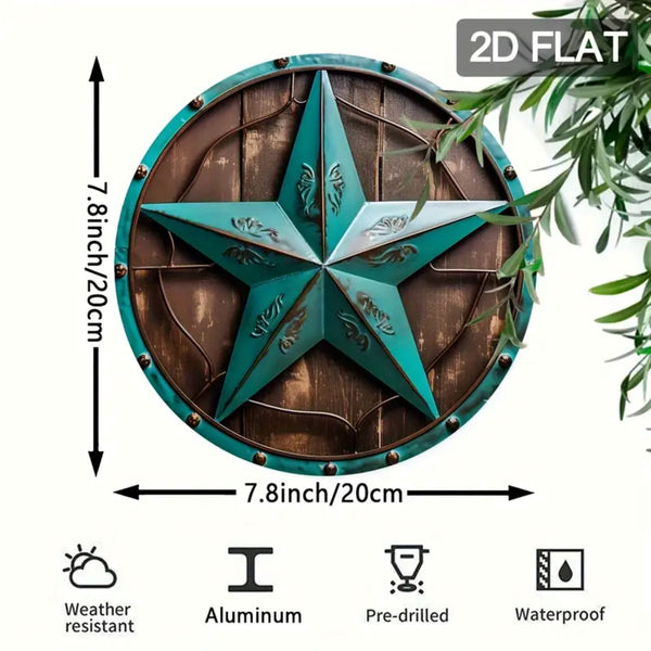 8" RUSTIC TURQOISE 2D STAR SIGN FLAT METAL LASERCUT ART WESTERN HOME DECOR HANDMADE NEW #EH12763