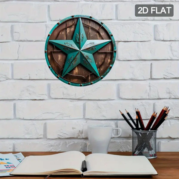 8" RUSTIC TURQOISE 2D STAR SIGN FLAT METAL LASERCUT ART WESTERN HOME DECOR HANDMADE NEW #EH12763