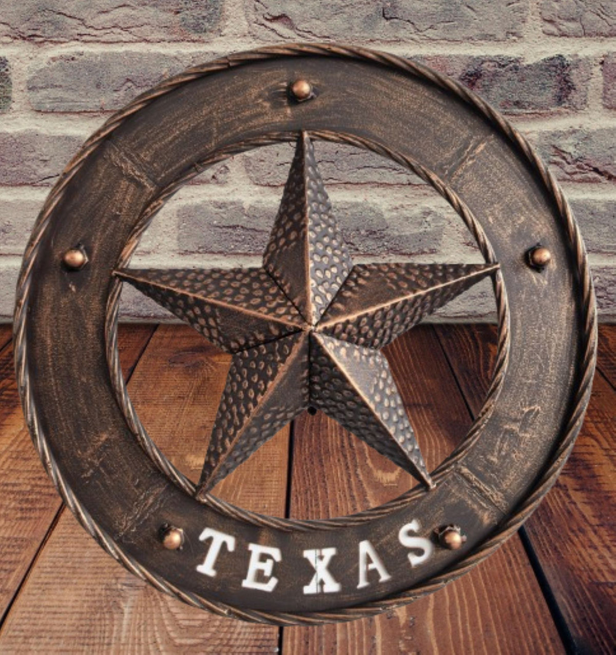 TEXAS STAR SIGN 18" WIDE BAND DISC 3d TWISTED RING WESTERN HOME DECOR HANDMADE #EH13978