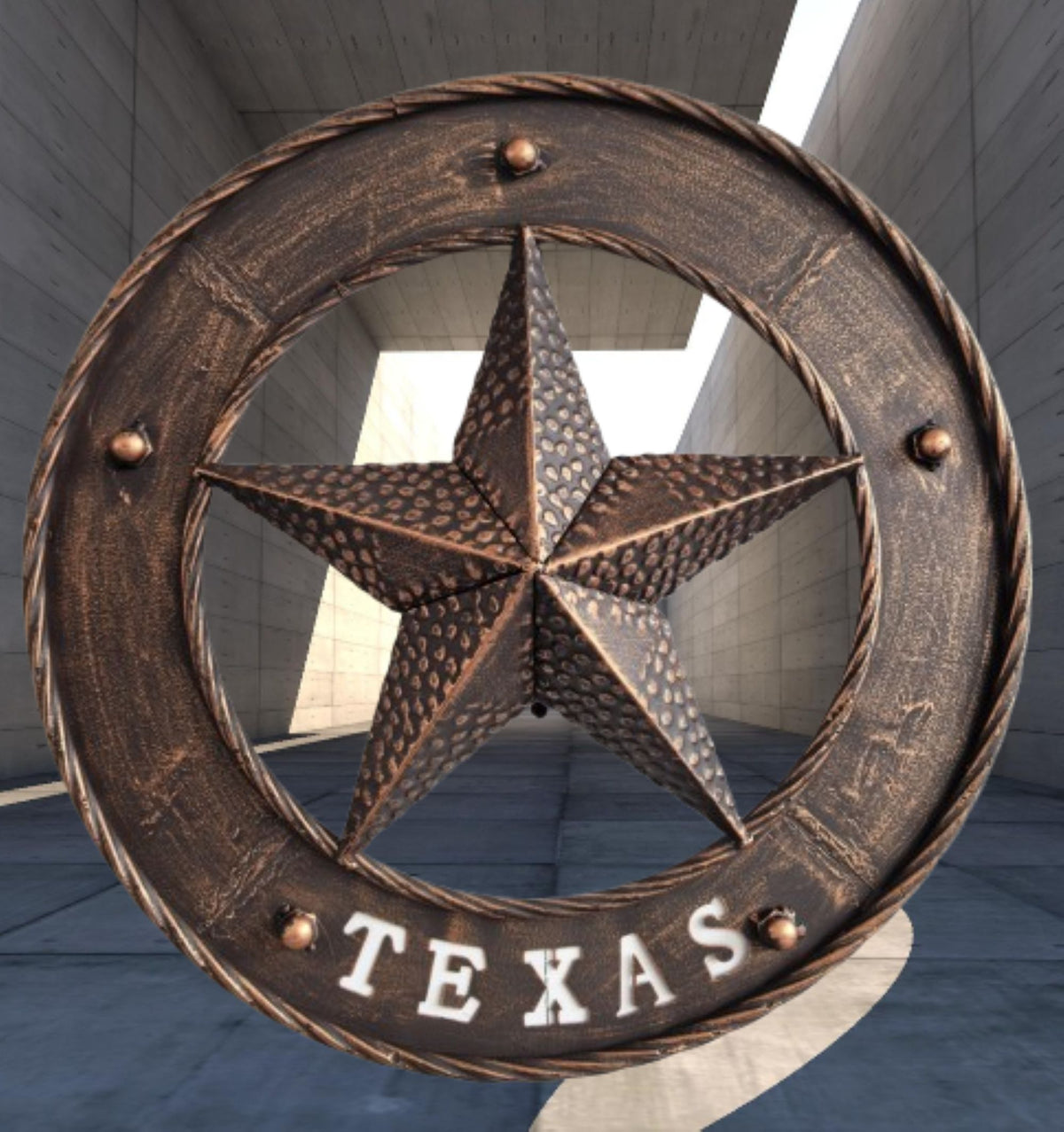 TEXAS STAR SIGN 18" WIDE BAND DISC 3d TWISTED RING WESTERN HOME DECOR HANDMADE #EH13978
