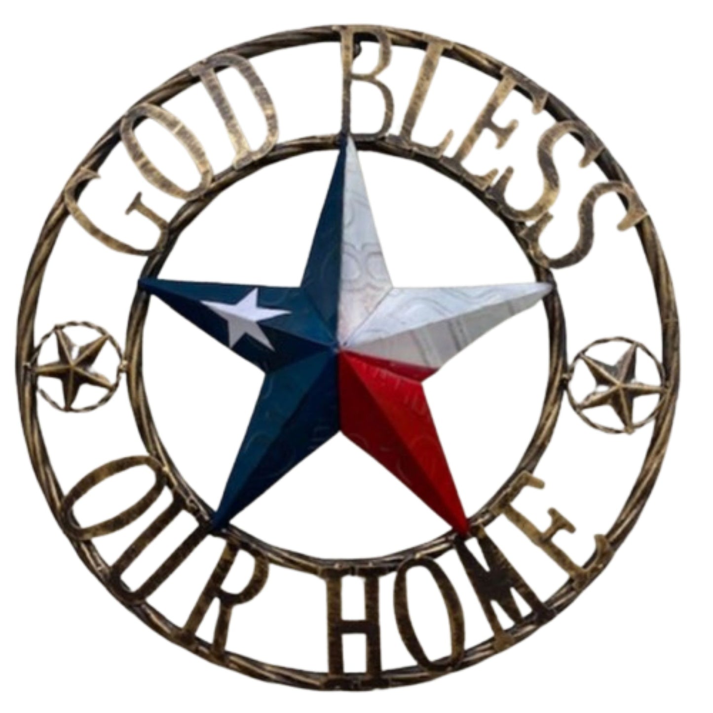 GOD BLESS OUR HOME TX LICENSE PLATE BARN STAR METAL FLAG LONE STAR RED #EH12937