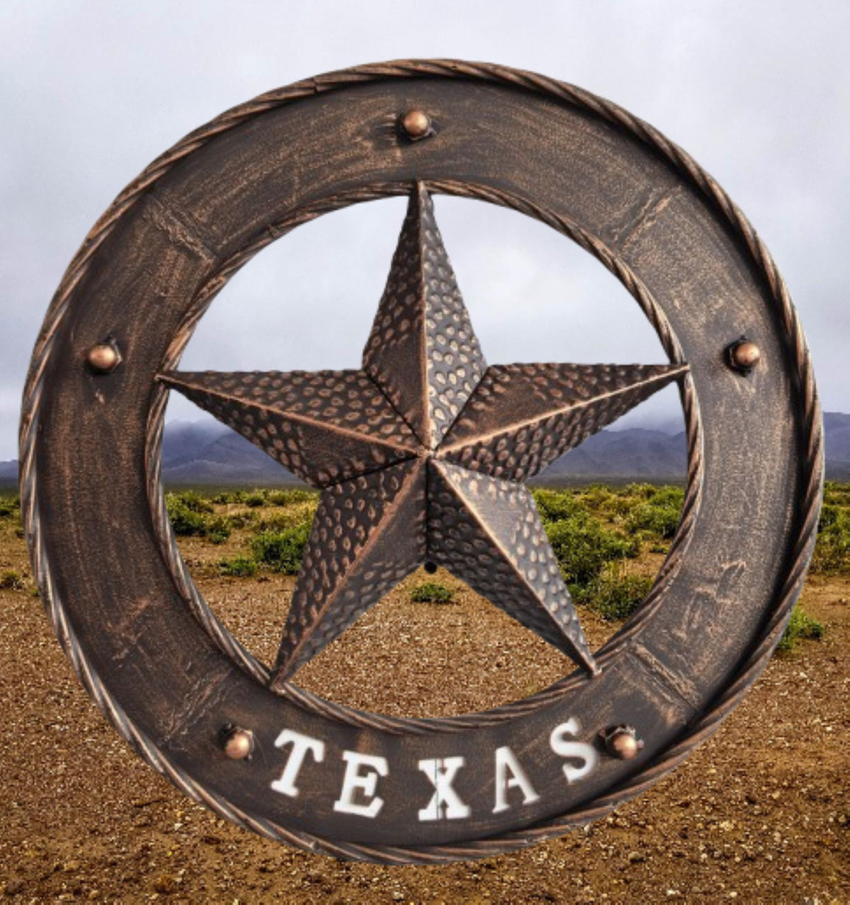 TEXAS STAR SIGN 18" WIDE BAND DISC 3d TWISTED RING WESTERN HOME DECOR HANDMADE #EH13978