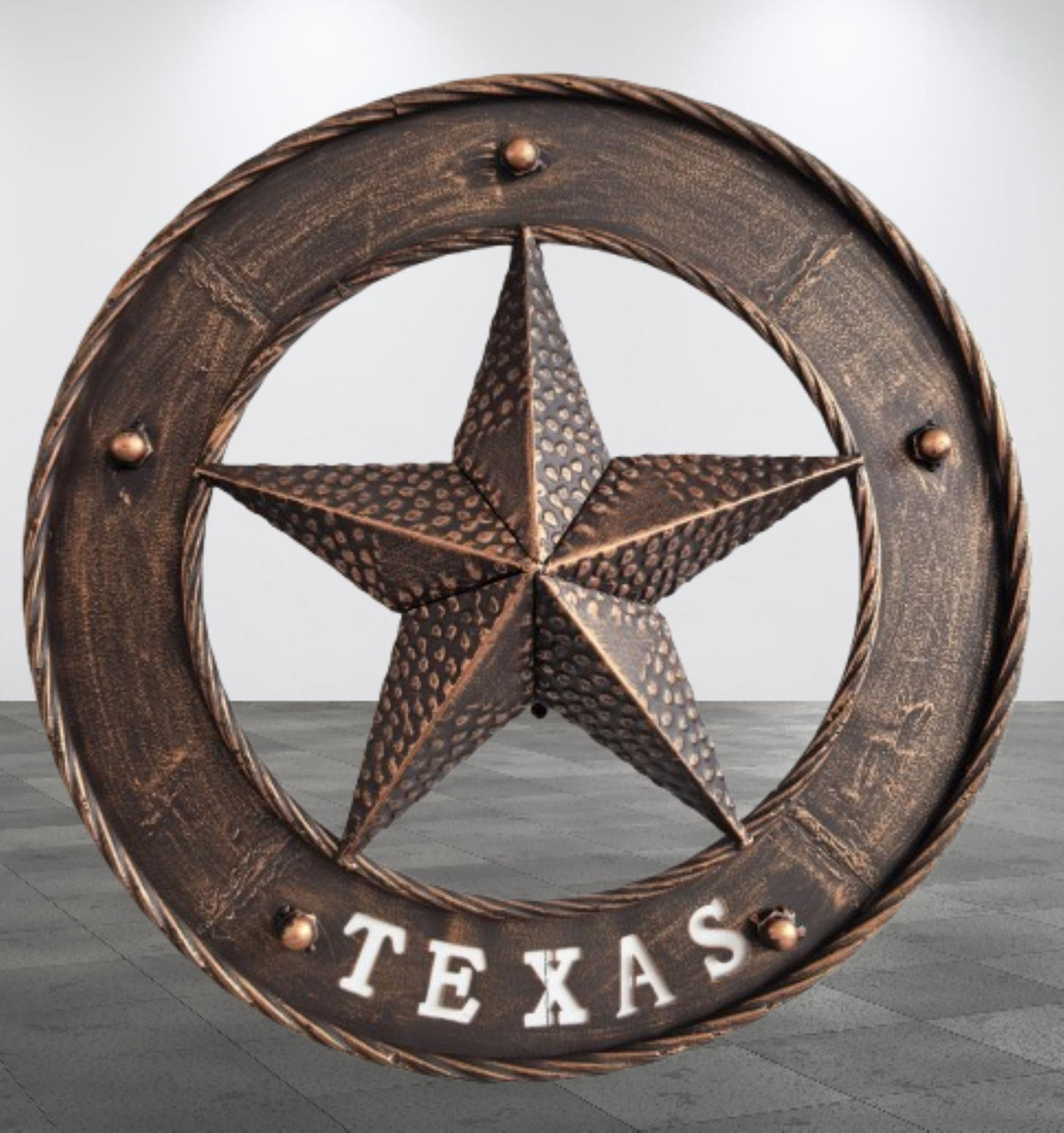 TEXAS STAR SIGN 18" WIDE BAND DISC 3d TWISTED RING WESTERN HOME DECOR HANDMADE #EH13978
