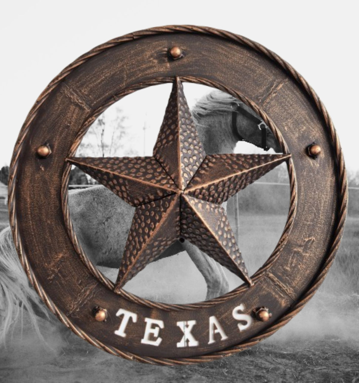 TEXAS STAR SIGN 18" WIDE BAND DISC 3d TWISTED RING WESTERN HOME DECOR HANDMADE #EH13978