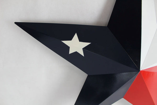 TEXAS FLAG STAR RED WHITE NAVY BLUE 3D PATRIOTIC STAR WESTERN HOME DECOR HANDMADE 12",24",36" #EH12940