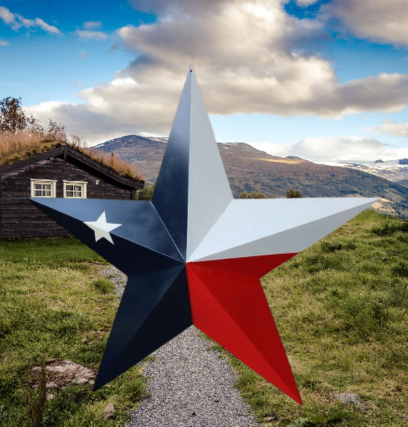 TEXAS FLAG STAR RED WHITE NAVY BLUE 3D PATRIOTIC STAR WESTERN HOME DECOR HANDMADE 12",24",36" #EH12940