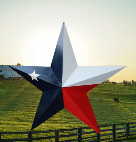 TEXAS FLAG STAR RED WHITE NAVY BLUE 3D PATRIOTIC STAR WESTERN HOME DECOR HANDMADE 12",24",36" #EH12940
