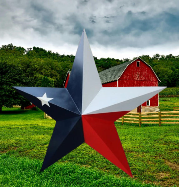 TEXAS FLAG STAR RED WHITE NAVY BLUE 3D PATRIOTIC STAR WESTERN HOME DECOR HANDMADE 12",24",36" #EH12940