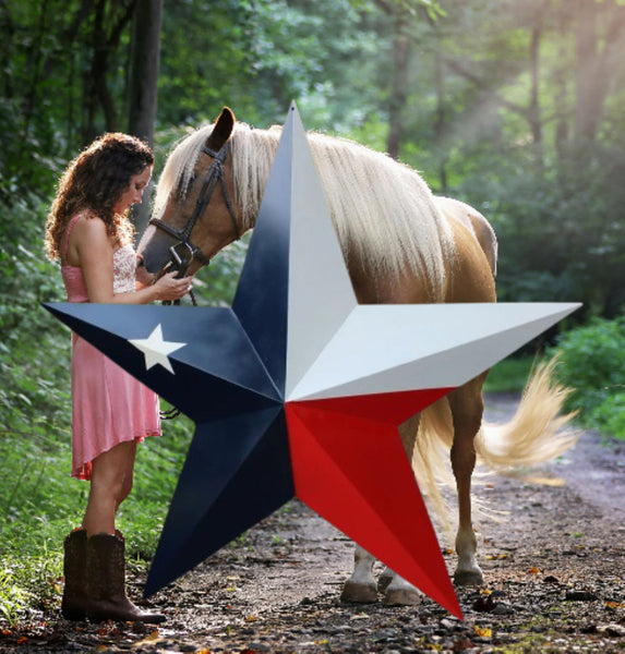 TEXAS FLAG STAR RED WHITE NAVY BLUE 3D PATRIOTIC STAR WESTERN HOME DECOR HANDMADE 12",24",36" #EH12940