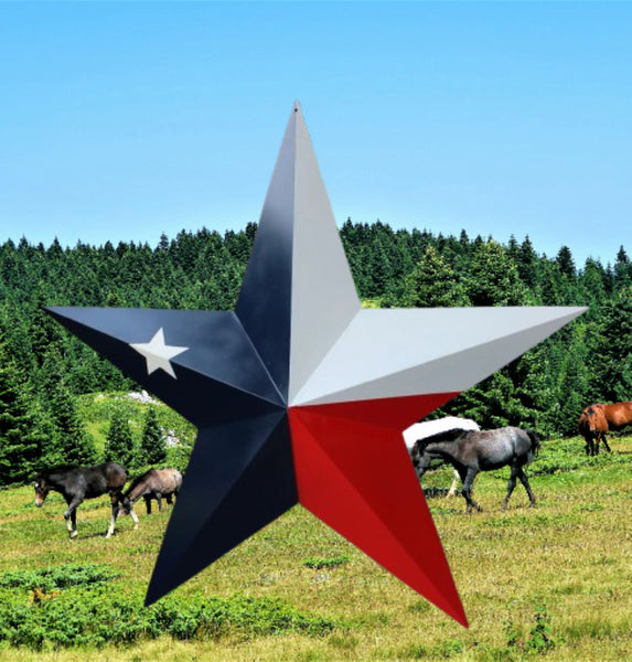 TEXAS FLAG STAR RED WHITE NAVY BLUE 3D PATRIOTIC STAR WESTERN HOME DECOR HANDMADE 12",24",36" #EH12940