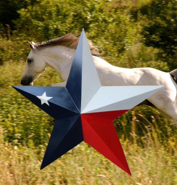 TEXAS FLAG STAR RED WHITE NAVY BLUE 3D PATRIOTIC STAR WESTERN HOME DECOR HANDMADE 12",24",36" #EH12940