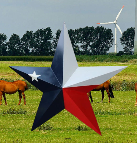 TEXAS FLAG STAR RED WHITE NAVY BLUE 3D PATRIOTIC STAR WESTERN HOME DECOR HANDMADE 12",24",36" #EH12940