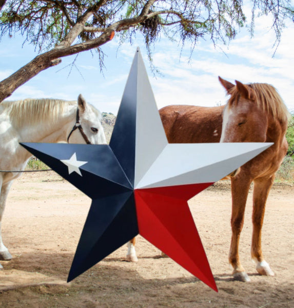 TEXAS FLAG STAR RED WHITE NAVY BLUE 3D PATRIOTIC STAR WESTERN HOME DECOR HANDMADE 12",24",36" #EH12940