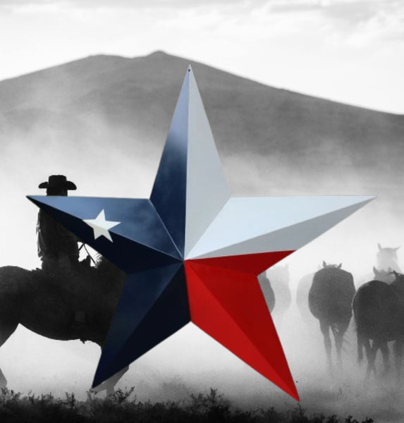 TEXAS FLAG STAR RED WHITE NAVY BLUE 3D PATRIOTIC STAR WESTERN HOME DECOR HANDMADE 12",24",36" #EH12940