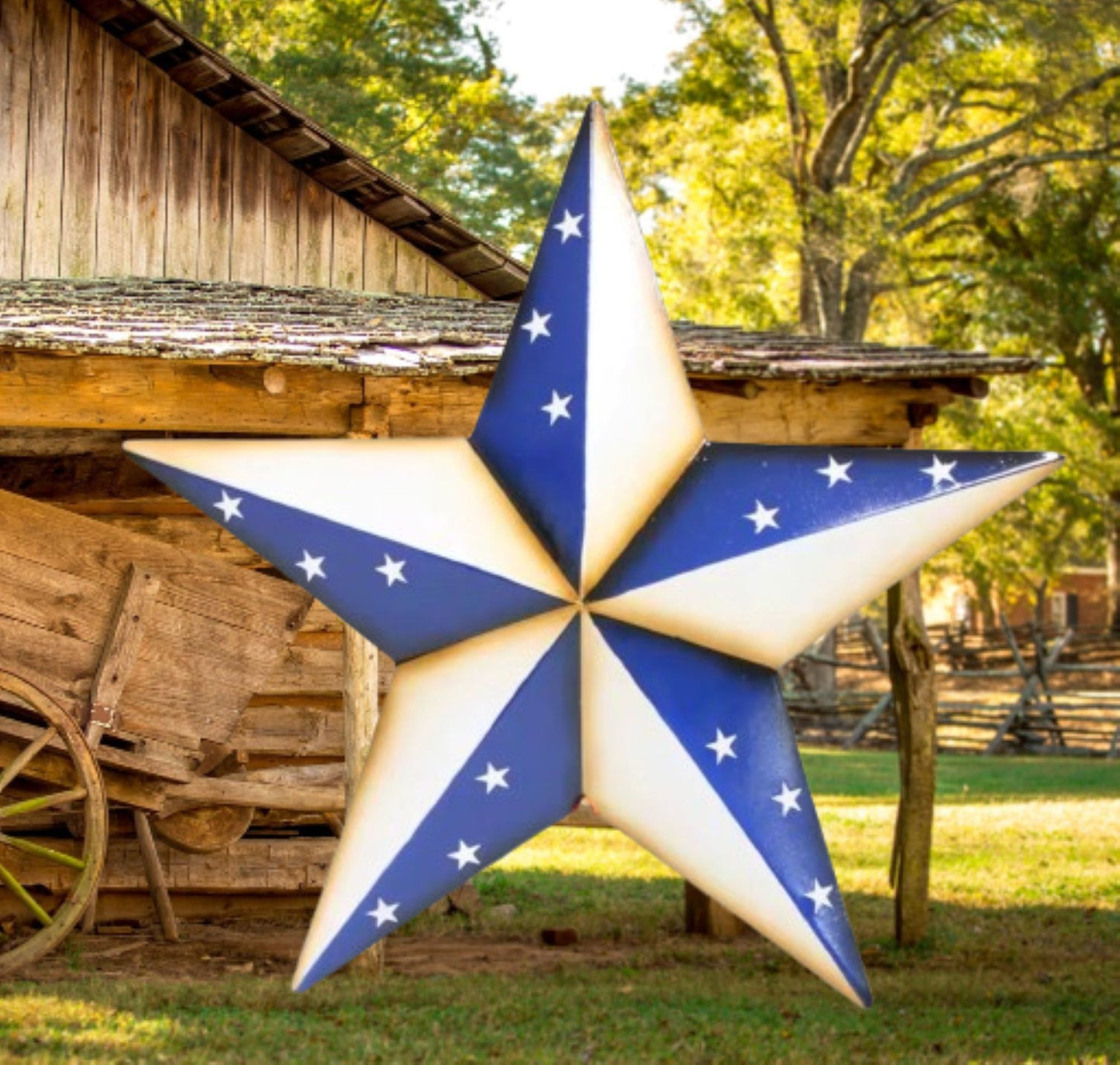 AMERICANA USA FLAG BARN STAR BLUE WHITE STAR STYLE HANDMADE 16",24",36" #EH13746