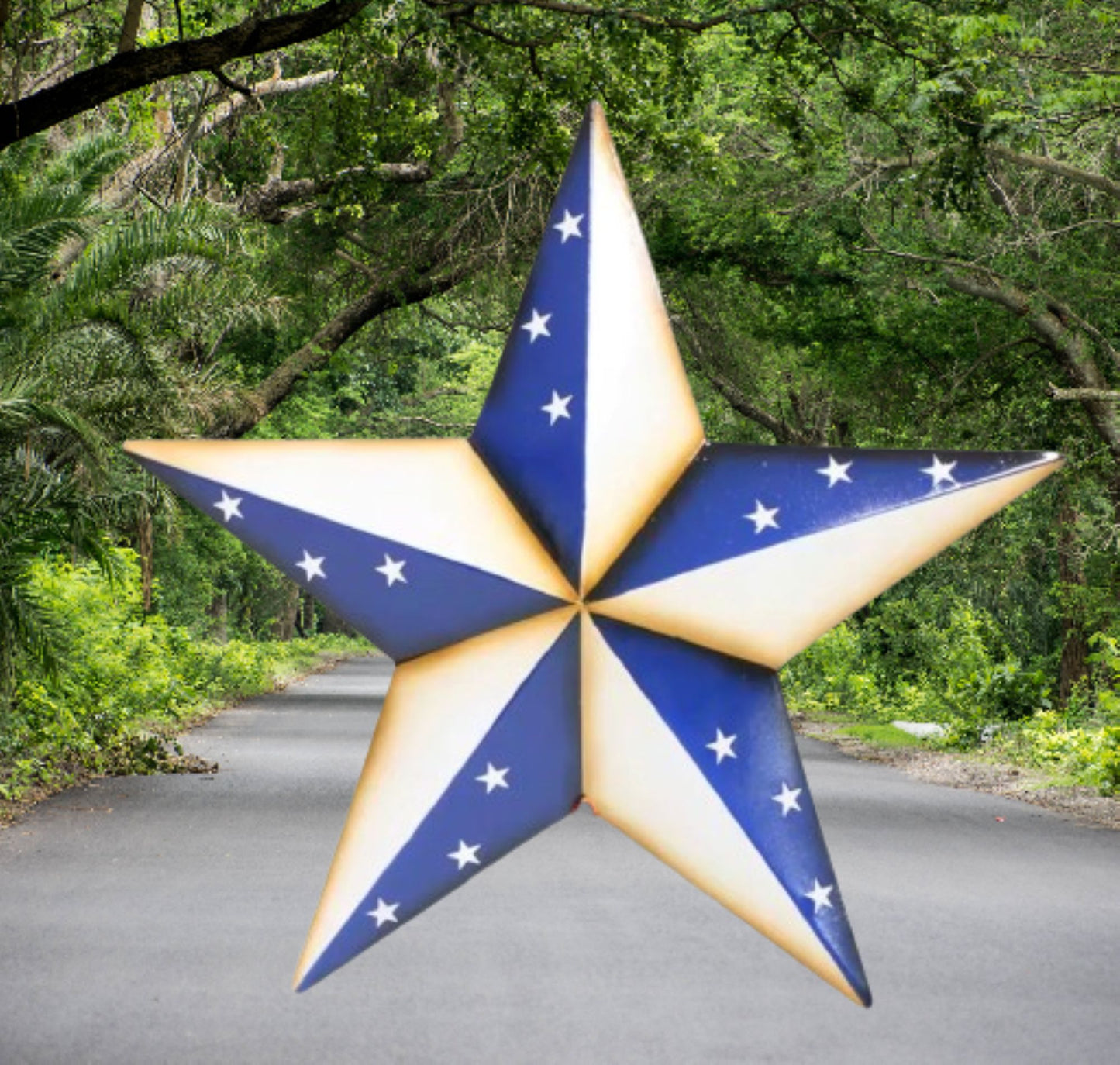 AMERICANA USA FLAG BARN STAR BLUE WHITE STAR STYLE HANDMADE 16",24",36" #EH13746