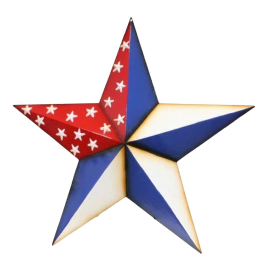AMERICANA USA FLAG BARN STAR RED WHITE BLUE STAR STYLE HANDMADE 16",24",36" #EH