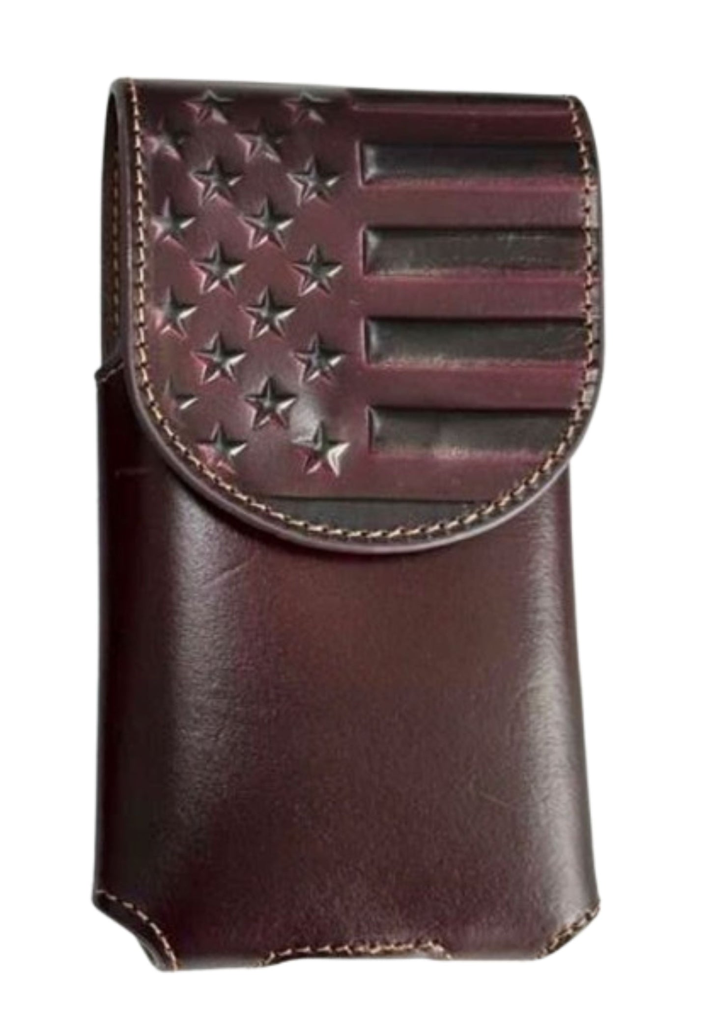 7" USA FLAG LEATHER HOLSTER POUCH BLACK EXTRA LARGE  BELT LOOP CELL PHONE CASE UNIVERSAL OVERSIZE #EH13718