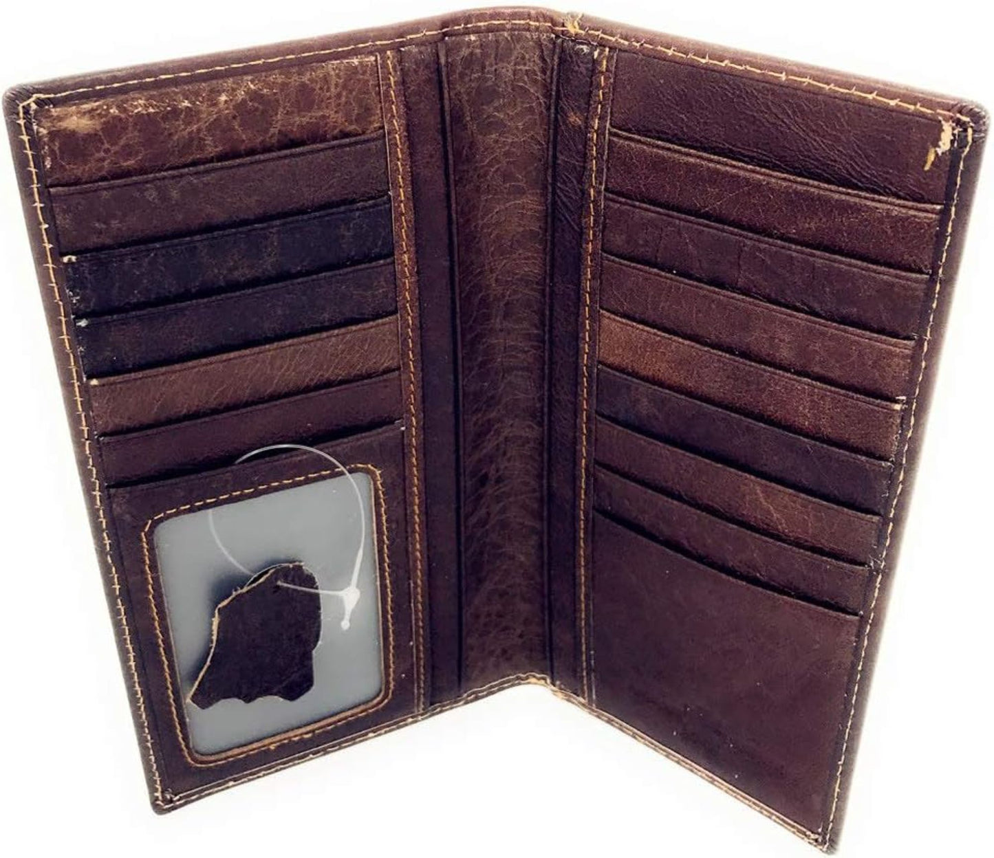 50 PESOS BROWN WALLET GENUINE LEATHER MENS CHECKBOOK WESTERN LEATHER CRAFT #EH13592