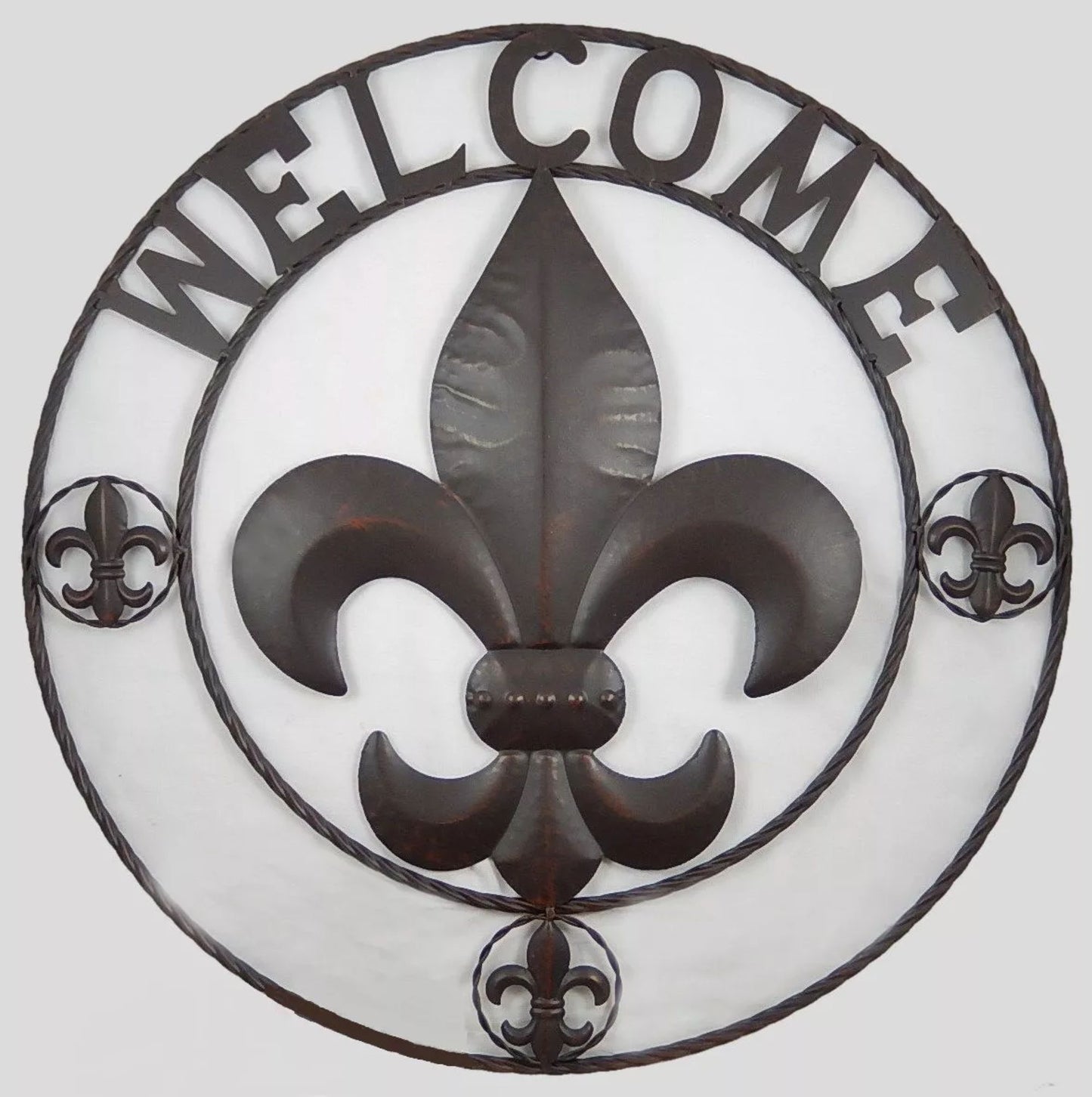FLEUR DE LIS WELCOME 24",32",36" BROWN METAL SIGN WESTERN HOME DECOR HANDMADE NEW #EH12845