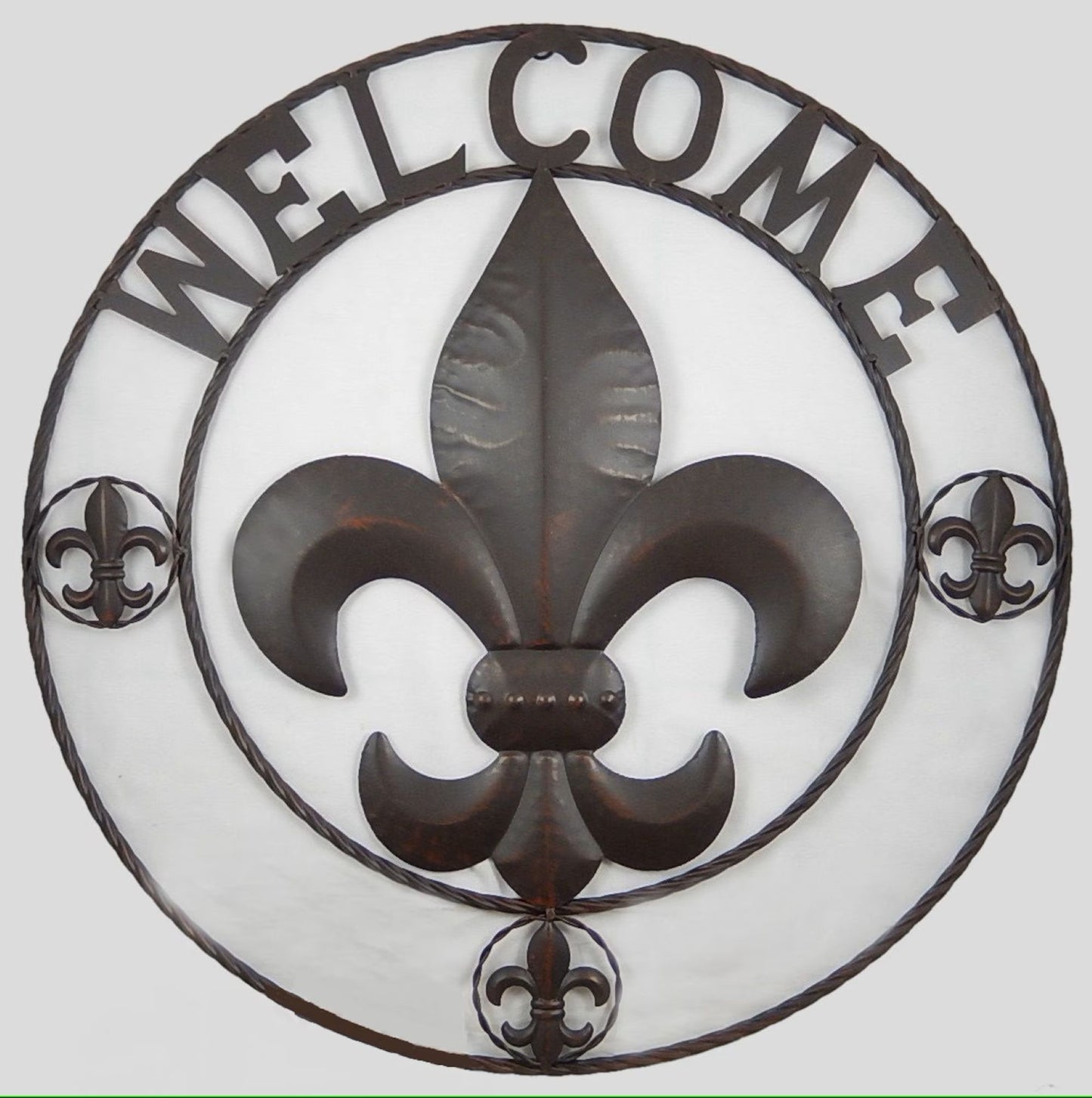 FLEUR DE LIS WELCOME 24",32",36" BROWN METAL SIGN WESTERN HOME DECOR HANDMADE NEW #EH12845