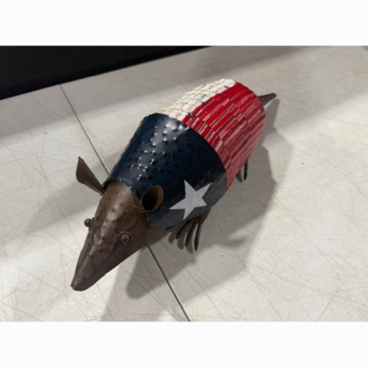 12",21" TEXAS FLAG ARMADILLO GARDEN ANIMAL SCULPTURE YARD ART METAL DECOR ORNAMENT PATRIOTIC DECOR HANDMADE #EH12900