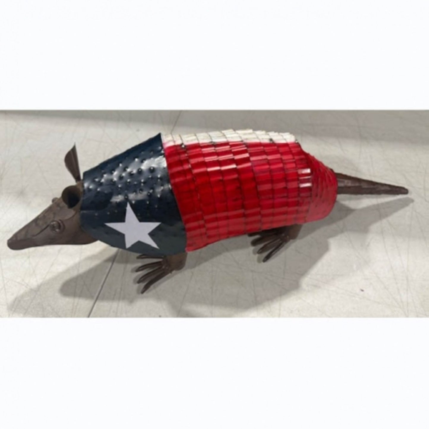 12",21" TEXAS FLAG ARMADILLO GARDEN ANIMAL SCULPTURE YARD ART METAL DECOR ORNAMENT PATRIOTIC DECOR HANDMADE #EH12900