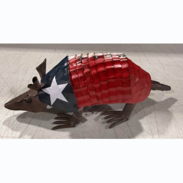 TEXAS FLAG ARMADILLO GARDEN ANIMAL SCULPTURE YARD ART METAL DECOR ORNAMENT PATRIOTIC DECOR HANDMADE #EH128900