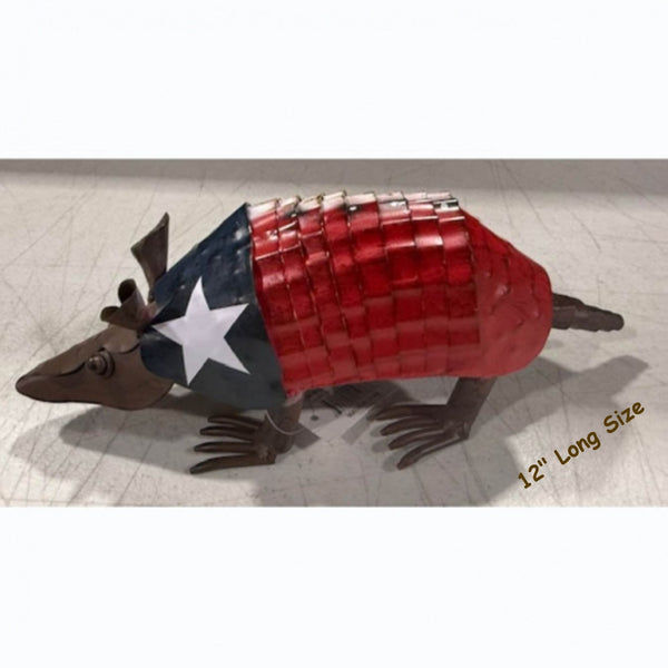 TEXAS FLAG ARMADILLO GARDEN ANIMAL SCULPTURE YARD ART METAL DECOR ORNAMENT PATRIOTIC DECOR HANDMADE #EH128900