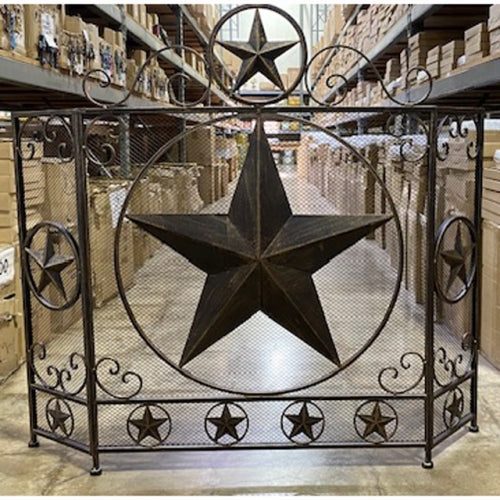 LONESTAR METAL FIREPLACE SCREEN W/ STAR 41.5" X 34.25" WESTERN HOME DECOR HANDMADE #EH80003