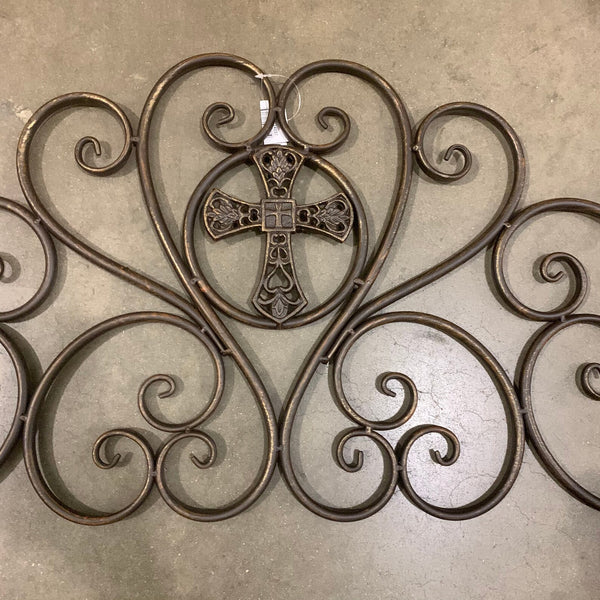 CROSS SCROLL ART WORK METAL WALL DECOR WESTERN HOME DECOR BRONZE NEW 46.5" X 16" #EH12192